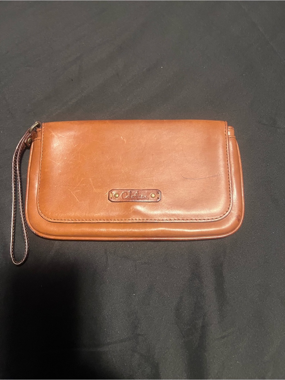 Cole Haan Leather Wristlet in Chestnut Brown